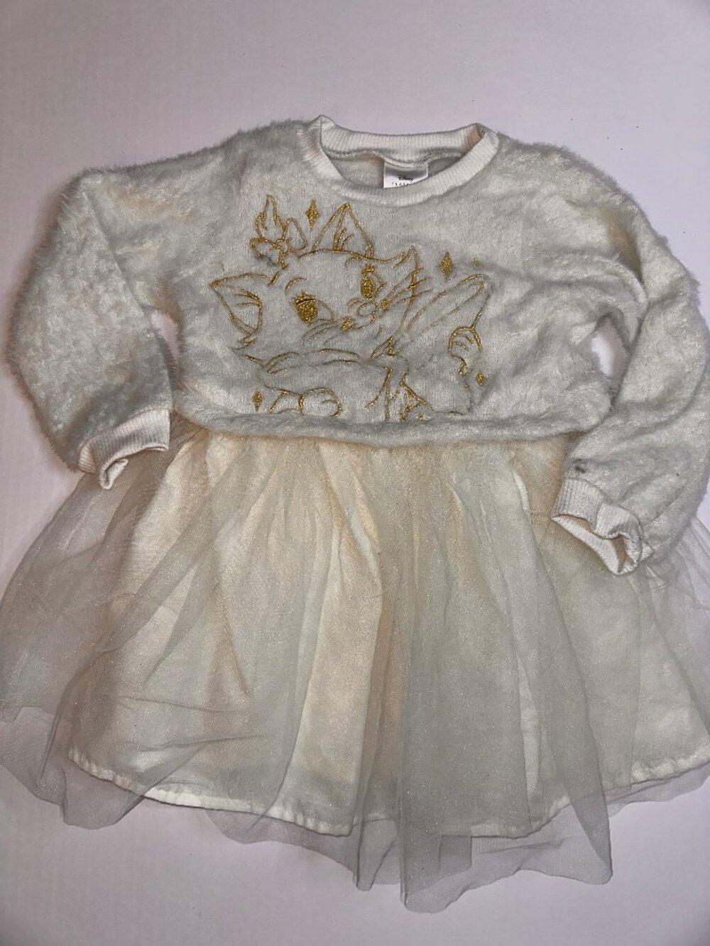 Disney Classics Aristocats Marie size 4T Sweater Dress Tulle Sparkle Cat #659